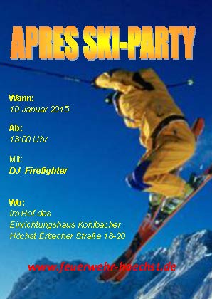 Plakat zur Après-Ski-Party 2015 der Freiwilligen Feuerwehr Höchst i. Odw.
